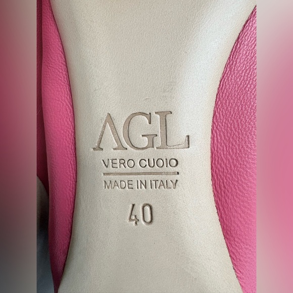 AGL Attilio Giusti Leombruni Monika Pink Leather snakeskin cap toe ballet flats. - Picture 6 of 9